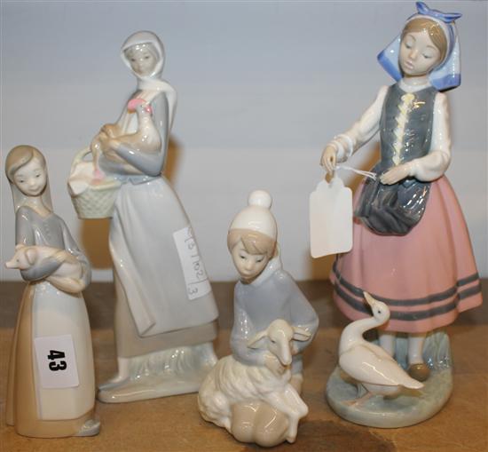 4 Ladro figurines - girls with animals